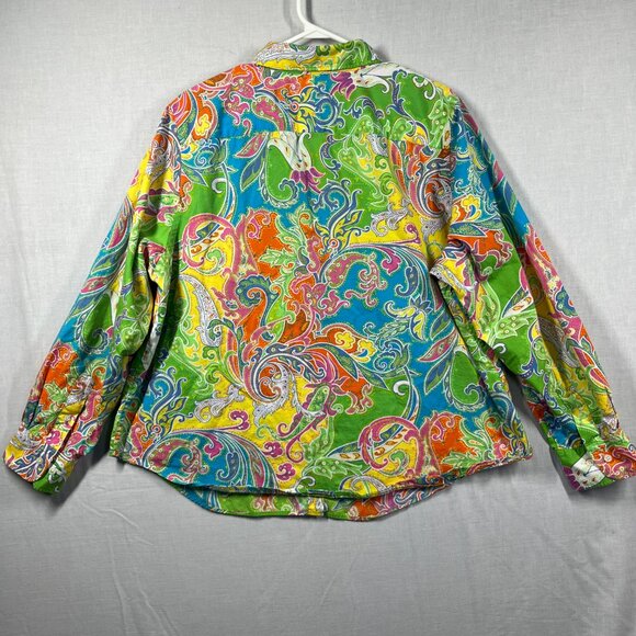VTG Lauren Ralph Lauren Shirt Womens 1X Paisley Eclectic Minimalist Y2K Preppy - Picture 2 of 9